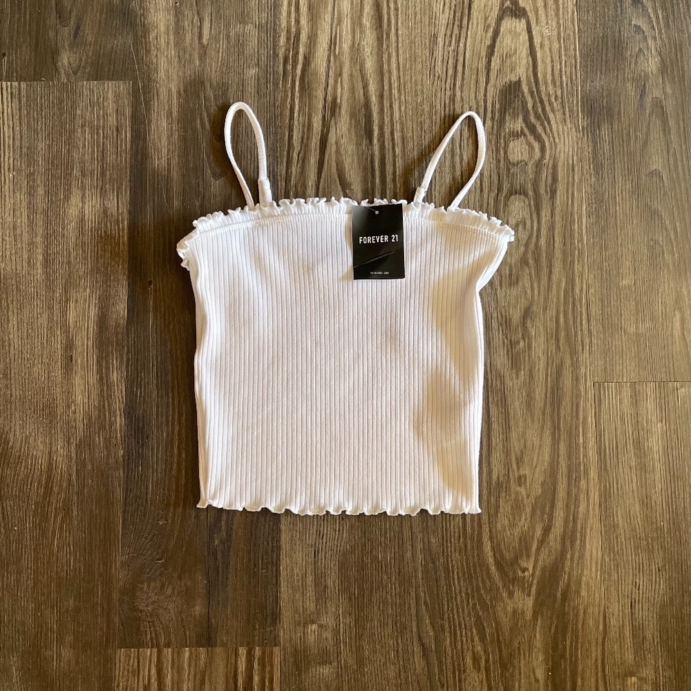 White Knit Crop/Cami Top (Size Medium)